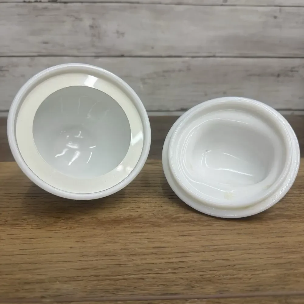 AVON - VINTAGE WHITE MILK GLASS BIRD ON A NEST WITH LID - MANY USES